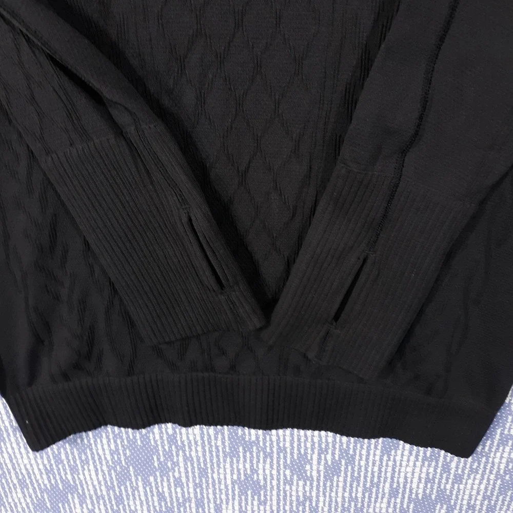 Lululemon Hoodie Womens XS Black Knit Textured Pullover Raglan Workout
